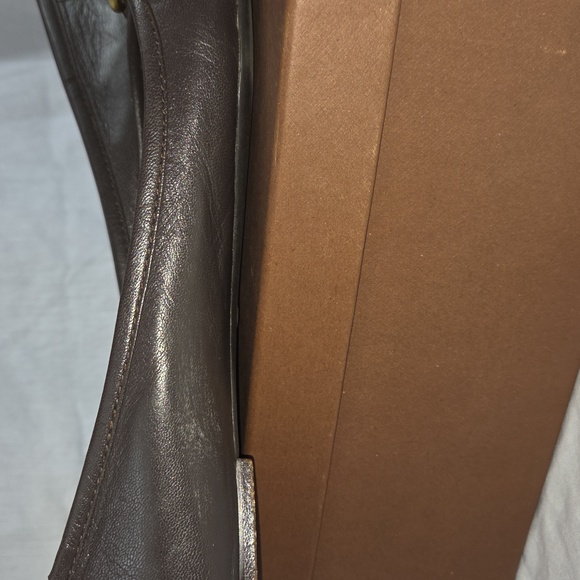 Coach Dark BROWN, Chestnut Flats with Gold Hardware and Plaid Lining 8 8B - Picture 11 of 14